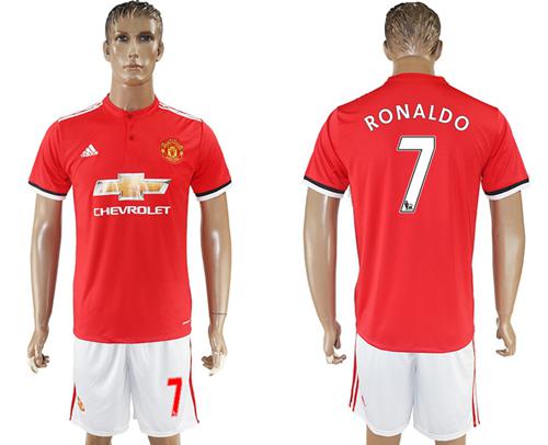 Manchester United #7 Ronaldo Red Home Soccer Club Jersey - Click Image to Close